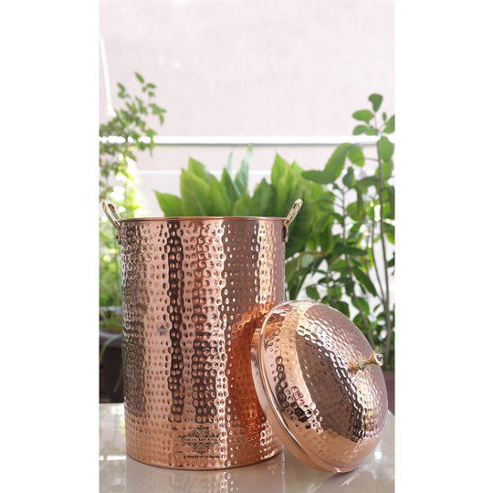 Handmade Pure Copper Hammered Design 12 Liter Storage Pot