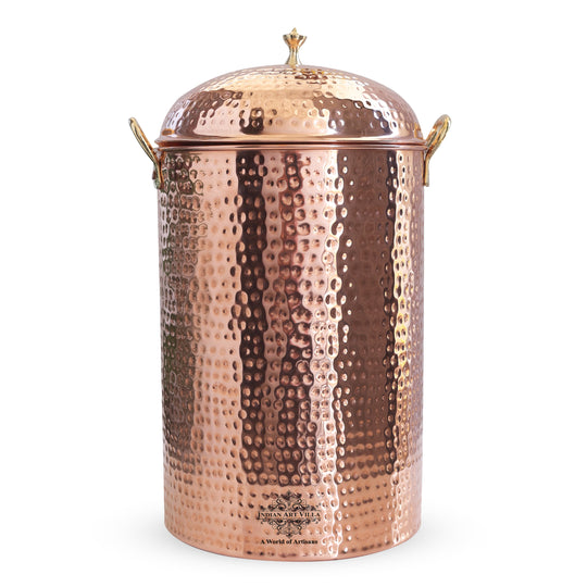 Handmade Pure Copper Hammered Design 12 Liter Storage Pot