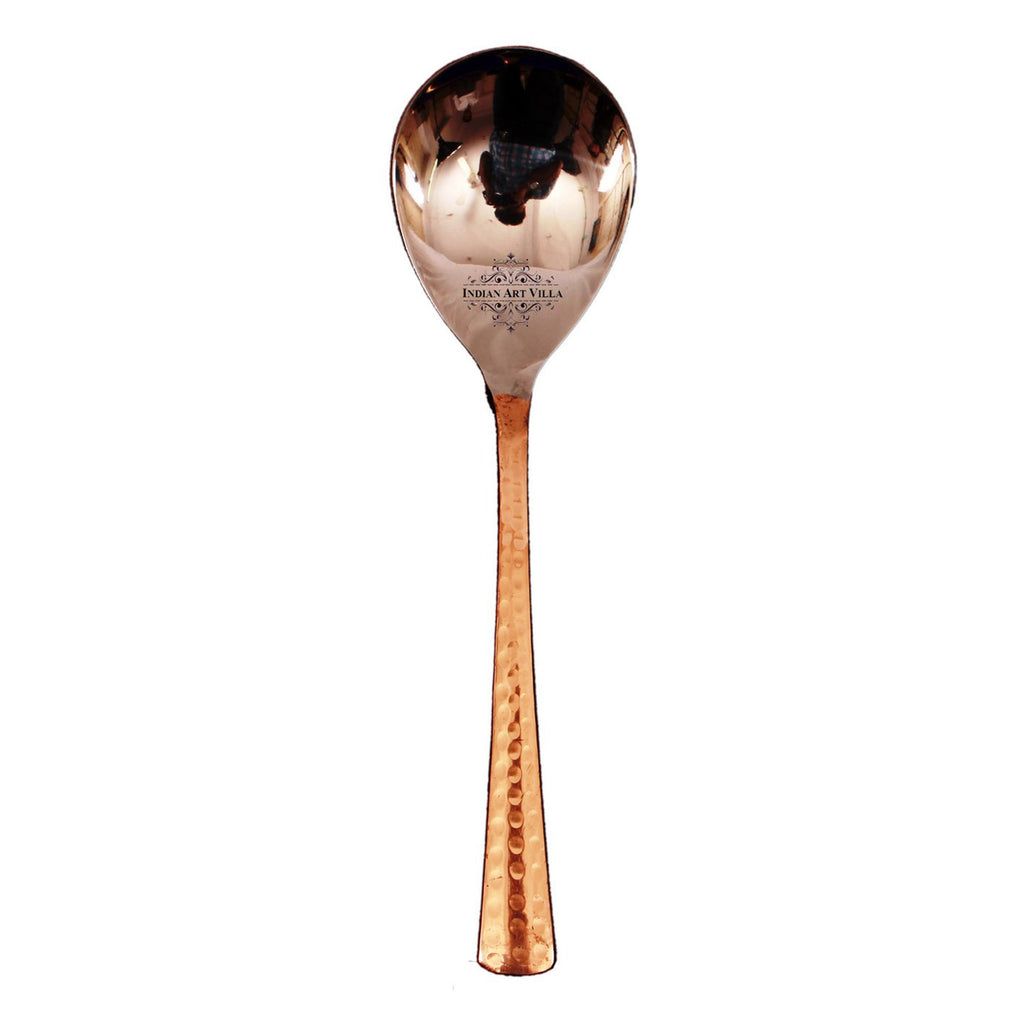 Indian Art Villa Steel Copper Handmade Hammered Design Serving Spoon