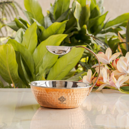 Pure Steel Copper Serving Tawa with Attach Bowl