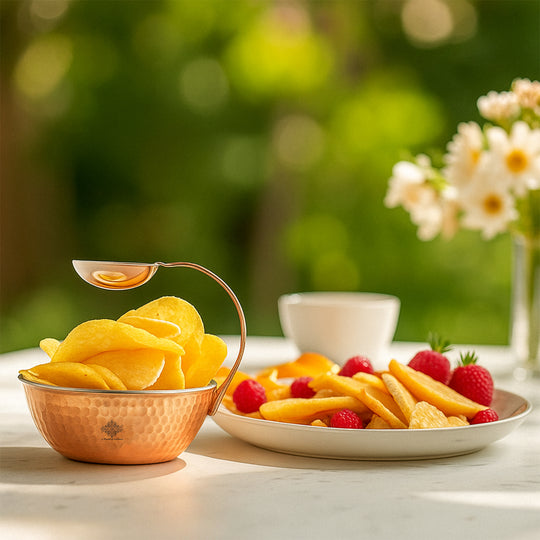 Pure Steel Copper Serving Tawa with Attach Bowl