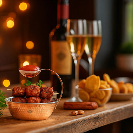 Pure Steel Copper Serving Tawa with Attach Bowl