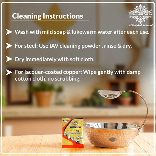 Pure Steel Copper Serving Tawa with Attach Bowl