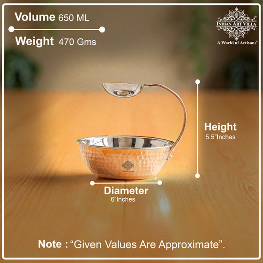 Pure Steel Copper Serving Tawa with Attach Bowl