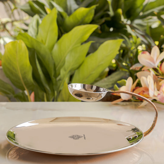 Pure Steel Copper Serving Tawa with Attach Bowl