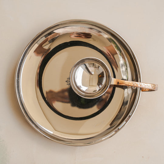 Pure Steel Copper Serving Tawa with Attach Bowl