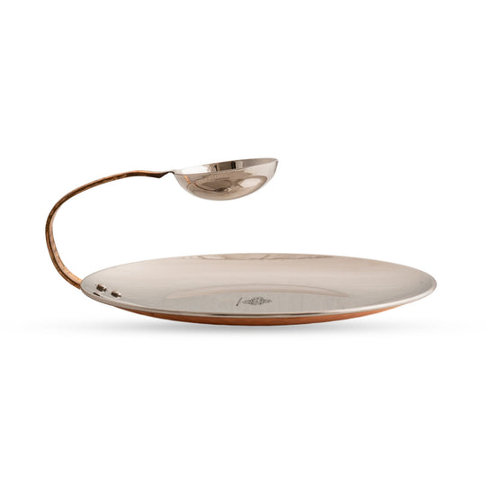 Pure Steel Copper Serving Tawa with Attach Bowl