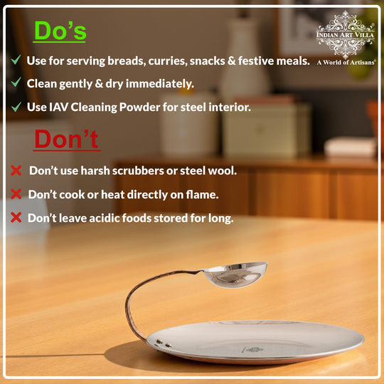 Pure Steel Copper Serving Tawa with Attach Bowl