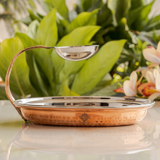 Pure Steel Copper Serving Tawa with Attach Bowl