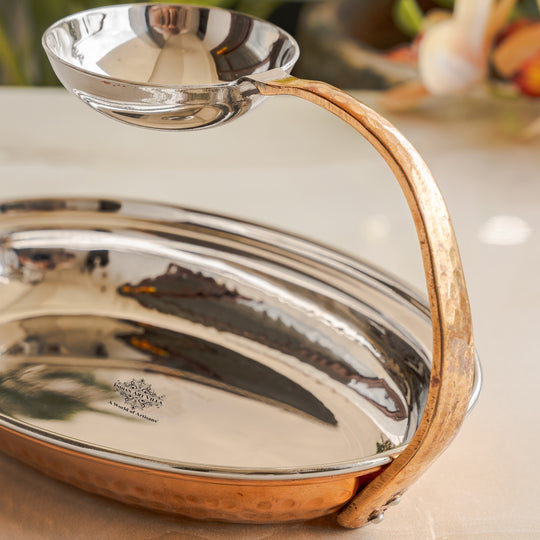 Pure Steel Copper Serving Tawa with Attach Bowl