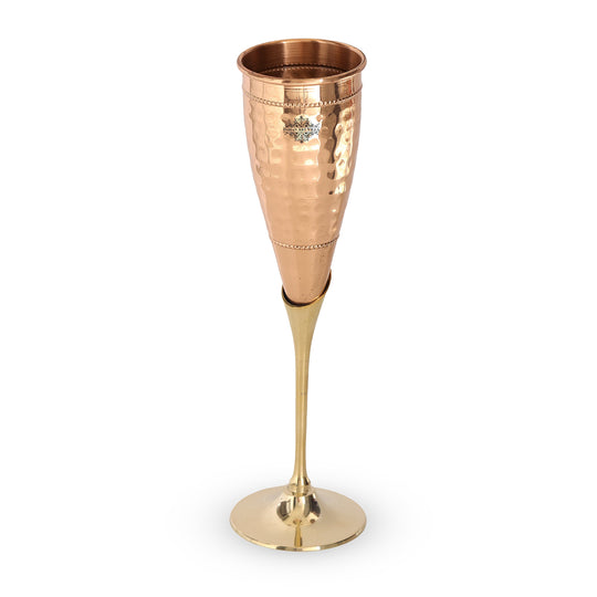 Hammered copper champagne glass close-up of textured surface — Indian Art Villa