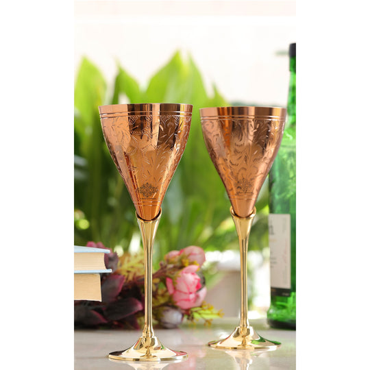 Elegant Copper Champagne Glass with Brass Stand – Handcrafted Designer Drinkware for Celebrations, Weddings & Home Bars