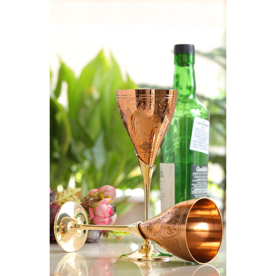 Elegant Copper Champagne Glass with Brass Stand – Handcrafted Designer Drinkware for Celebrations, Weddings & Home Bars