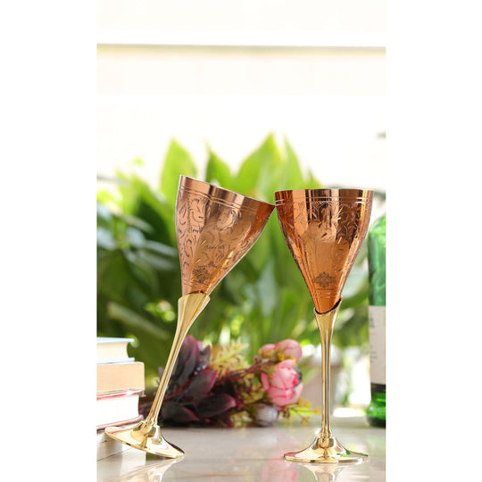 Elegant Copper Champagne Glass with Brass Stand – Handcrafted Designer Drinkware for Celebrations, Weddings & Home Bars