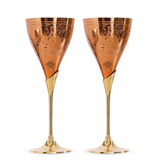 Elegant Copper Champagne Glass with Brass Stand – Handcrafted Designer Drinkware for Celebrations, Weddings & Home Bars
