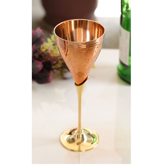 Elegant Copper Champagne Glass with Brass Stand – Handcrafted Designer Drinkware for Celebrations, Weddings & Home Bars