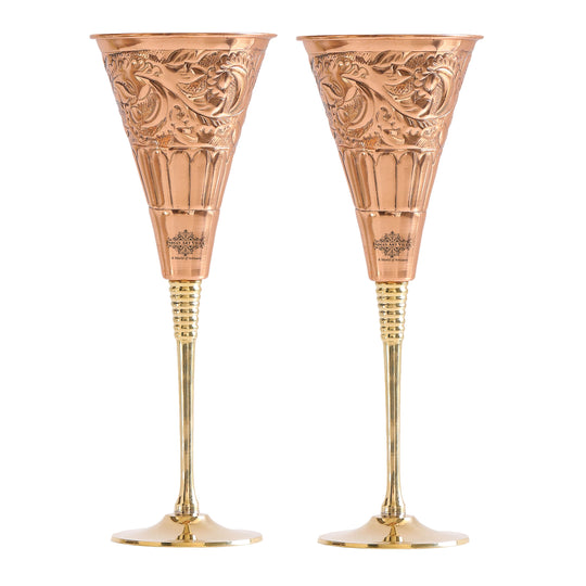 Designer Copper Cocktail Glass with Brass Stand – Elegant Embossed Drinkware for Bar Use, Events, and Wedding Present