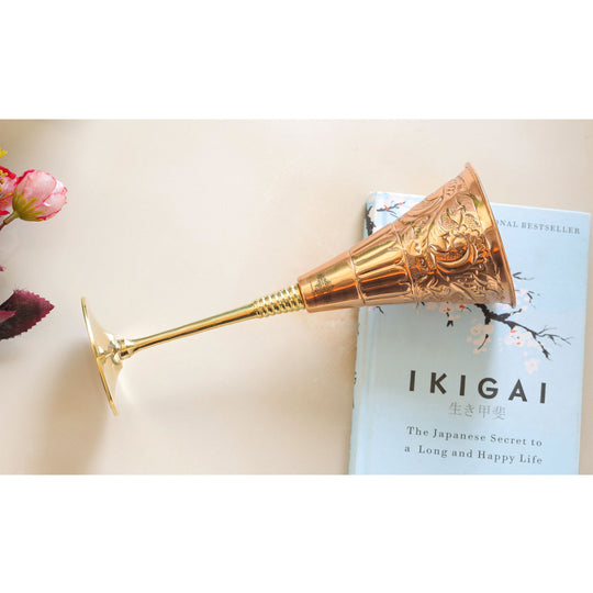 Designer Copper Cocktail Glass with Brass Stand – Elegant Embossed Drinkware for Bar Use, Events, and Wedding Present