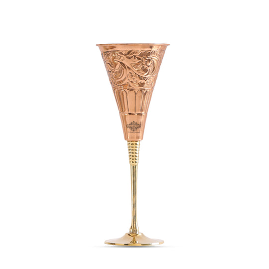 Designer Copper Cocktail Glass with Brass Stand – Elegant Embossed Drinkware for Bar Use, Events, and Wedding Present