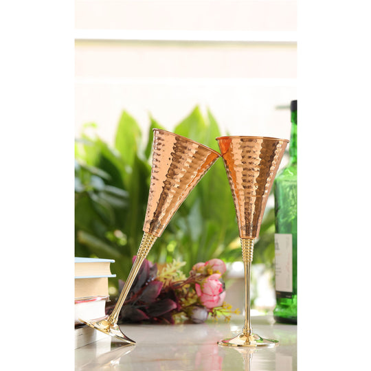 Copper Cocktail Glass with Brass Stand – Elegant Hammered Drinkware for Bar Use, Events, and Wedding Present