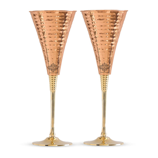 Copper Cocktail Glass with Brass Stand – Elegant Hammered Drinkware for Bar Use, Events, and Wedding Present