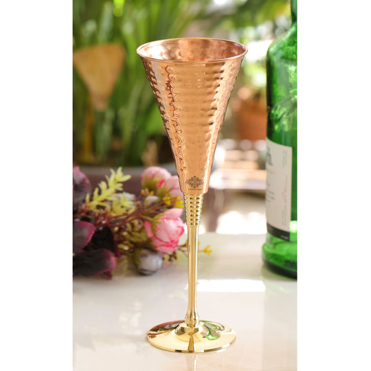 Copper Cocktail Glass with Brass Stand – Elegant Hammered Drinkware for Bar Use, Events, and Wedding Present