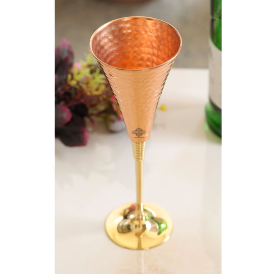 Copper Cocktail Glass with Brass Stand – Elegant Hammered Drinkware for Bar Use, Events, and Wedding Present