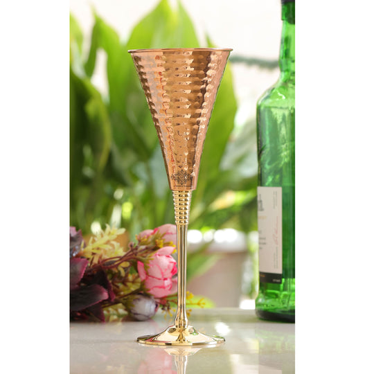 Copper Cocktail Glass with Brass Stand – Elegant Hammered Drinkware for Bar Use, Events, and Wedding Present