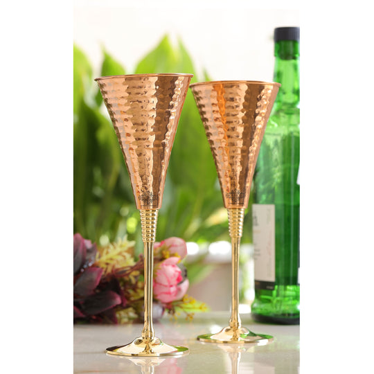 Copper Cocktail Glass with Brass Stand – Elegant Hammered Drinkware for Bar Use, Events, and Wedding Present