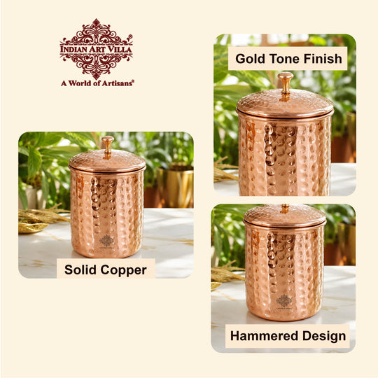 Copper hammered storage box 950 ML studio view — Indian Art Villa