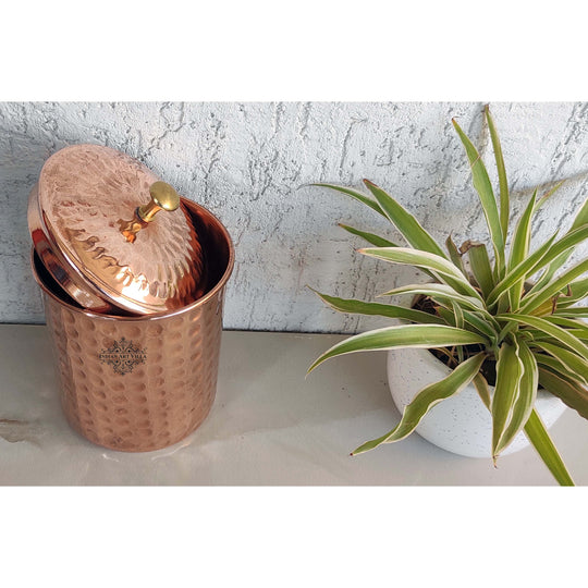 Pure Copper Hammered Design Box Container