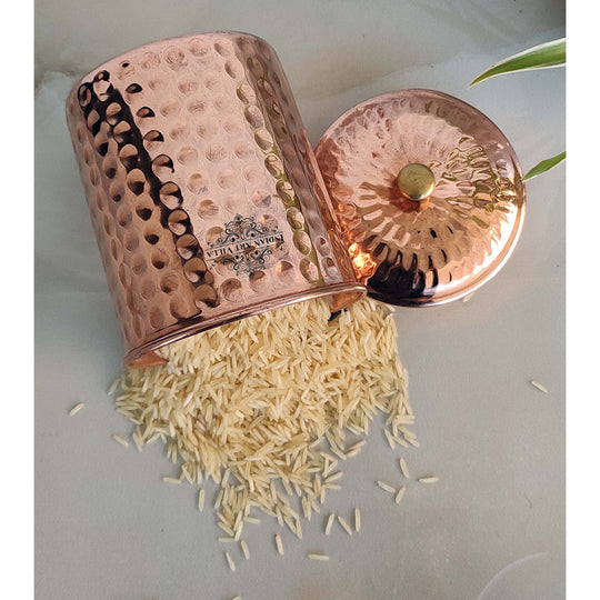 Pure Copper Hammered Design Box Container