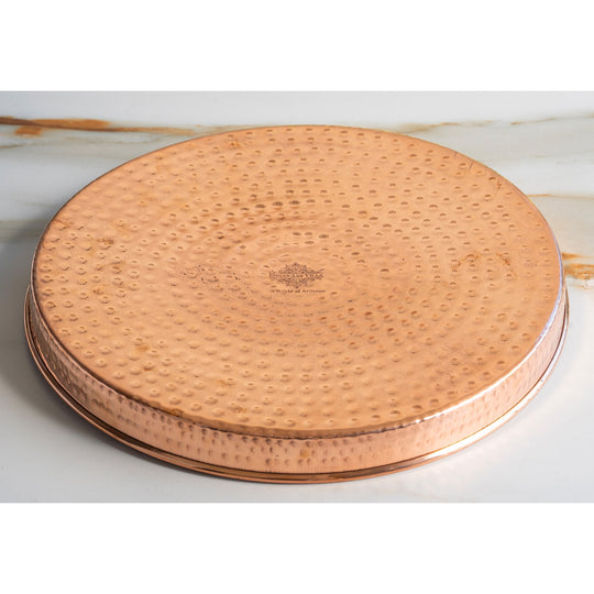 Indian Art Villa Pure Copper Hammered Thali designed for health-conscious dining and promoting wellness.