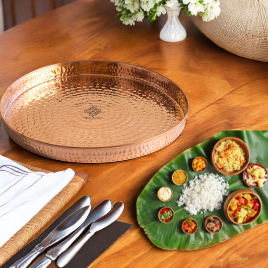 hammered copper thali designed for nutrient-packed meals supporting physical wellness during dining.