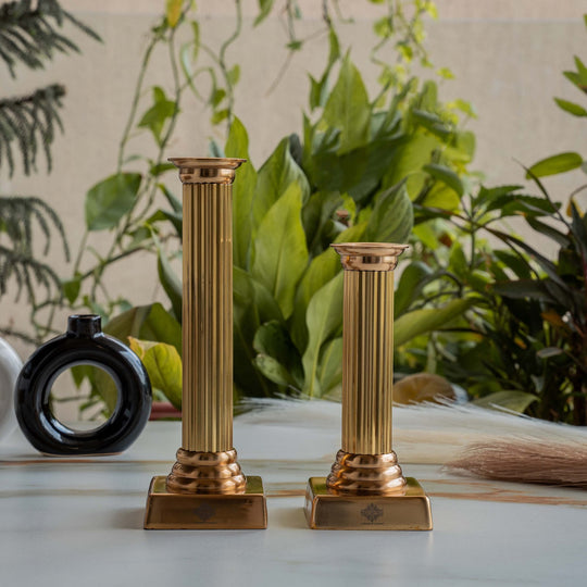 Copper Pillar Candle Stand - Elegant Décor Piece For Home & Restaurant