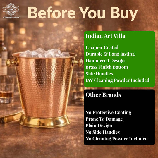 Copper Ice Bucket with Brass bottoom & Hammered Design 3500 ML