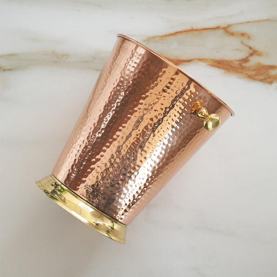 Copper Ice Bucket with Brass bottoom & Hammered Design 3500 ML