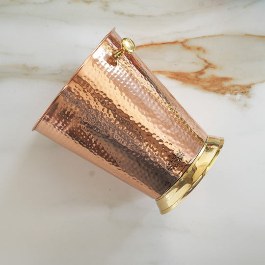 Copper Ice Bucket with Brass bottoom & Hammered Design 3500 ML