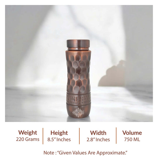Pure Copper Water Bottle with Honeycomb Design