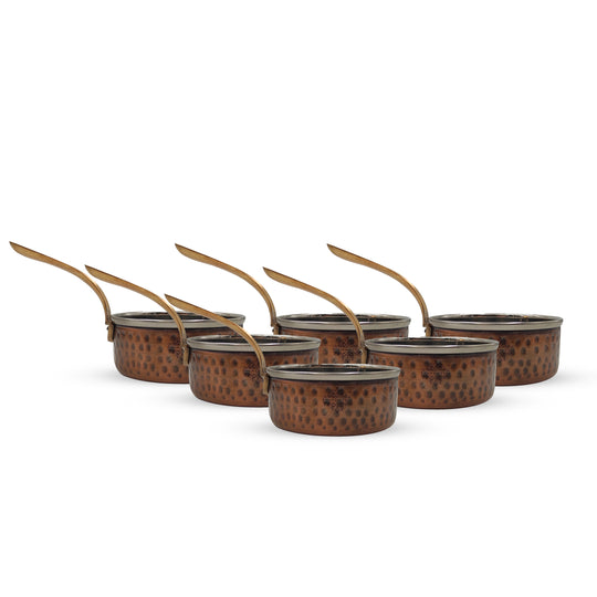 Steel Copper Antique Finish Sauce Pan with Brass Handle- Serveware