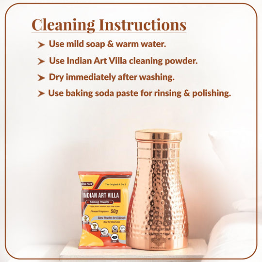 Pure Copper Bedroom Water Bottle with Inbuilt Glass