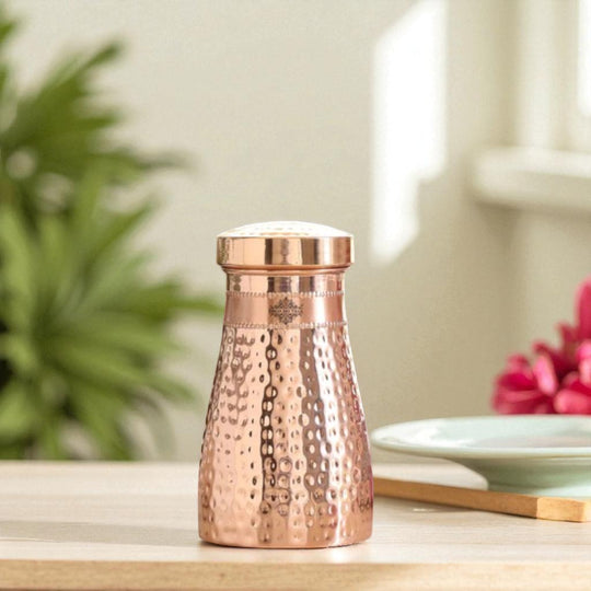 Pure Copper Bedroom Water Bottle with Inbuilt Glass