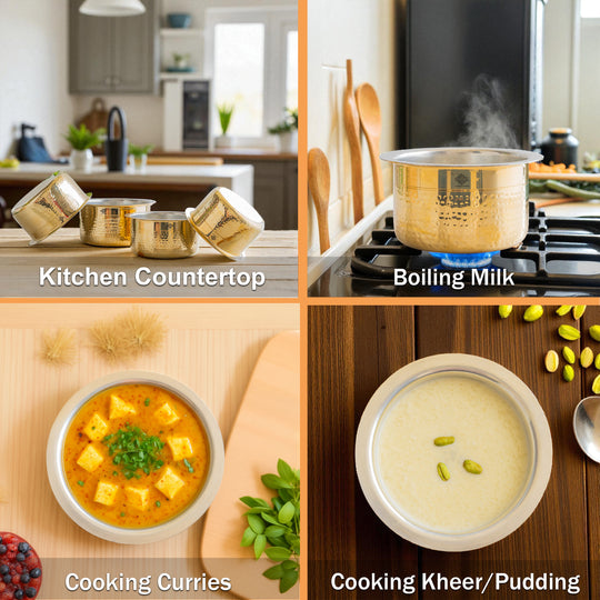 Pure Brass Hammered Design Bhagona  with inside Tin Lining