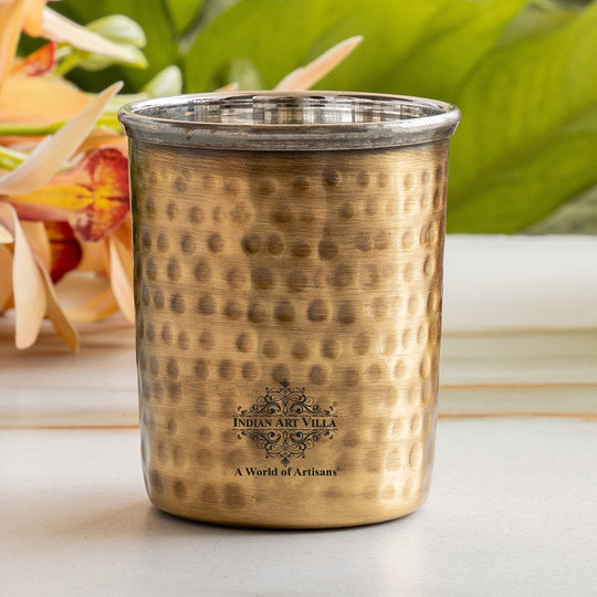 Premium quality pure steel brass glass with a beautiful Dark hammered finish