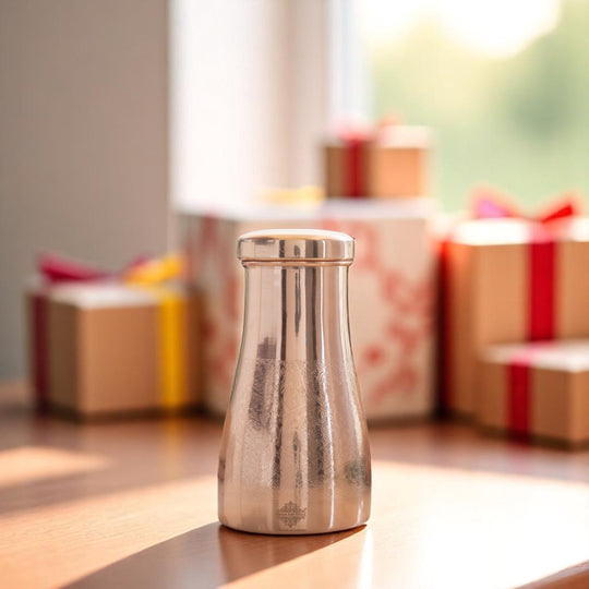 Pure Copper Embossed Bedroom Bottle With Inbuilt Glass