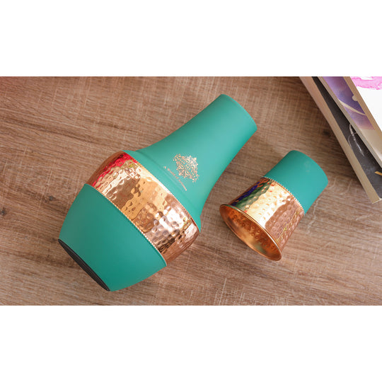 Pure Copper Bedroom Bottle- Hammered Silk Finish Design Surahi Shape