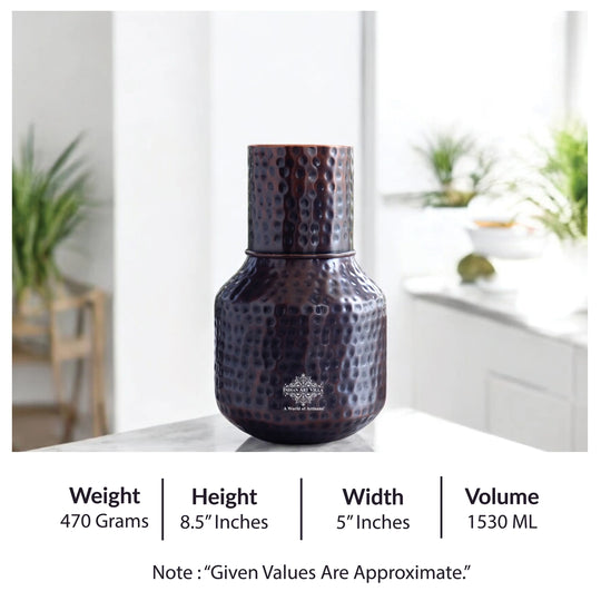 Copper Hammered & Embossed Shine Finish Ghada Shape bedroom bottle