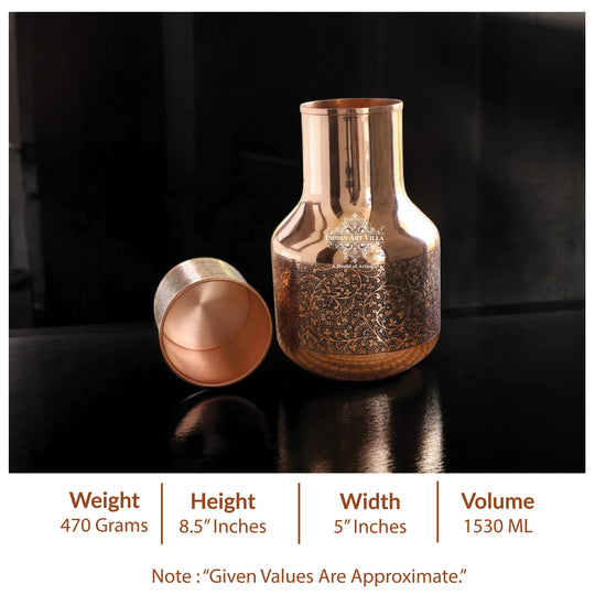 Copper Hammered & Embossed Shine Finish Ghada Shape bedroom bottle
