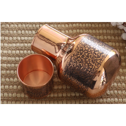 Pure Copper Bedroom Bottle , Ghada Shape Jar - 1530 ML