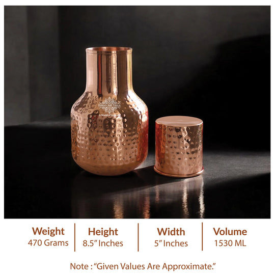 Copper Hammered & Embossed Shine Finish Ghada Shape bedroom bottle